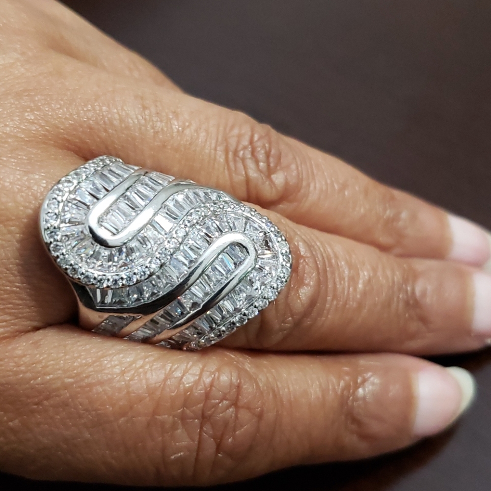 FINAL SALE White Sapphire  Baguette Ring - Picture 4 of 4